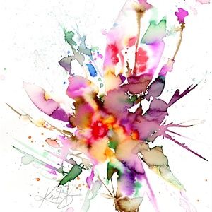 Original Abstract Floral Watercolor Painting - Floral Grandeur 1